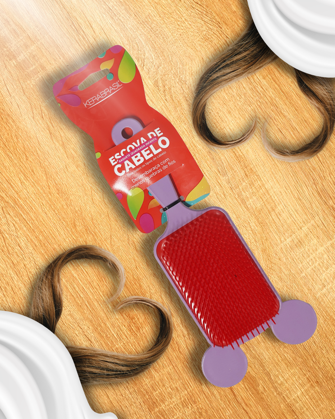 Escova de Cabelo Raquete Quadrada Infantil